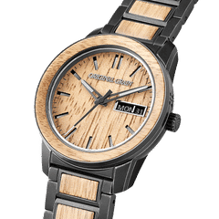 Side view of the Women's Koa Stonwashed Steel Barrel 42mm