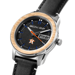Houston Astros MLB Reclaimed Leather Barrel 42mm 3/4 view by Original Grain