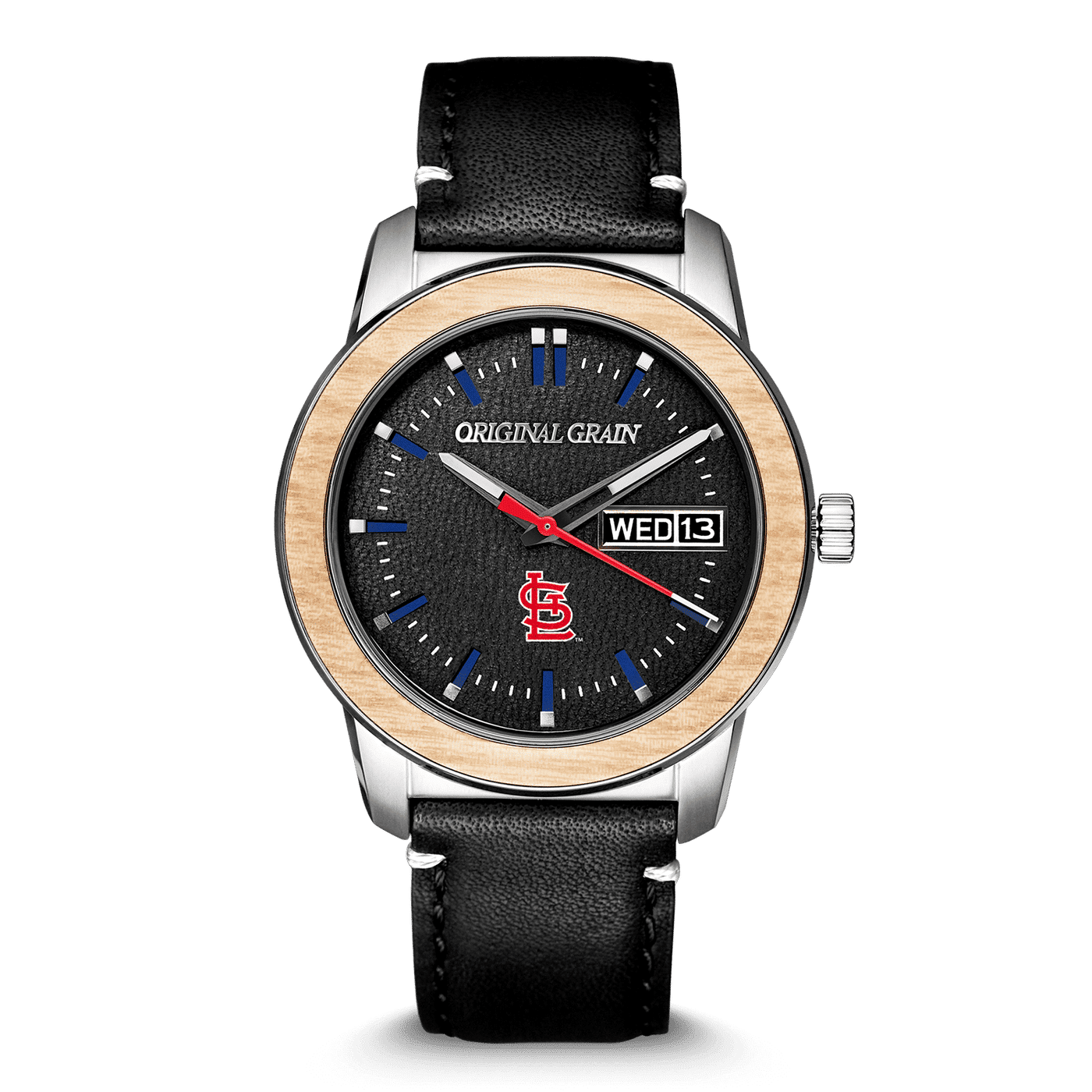 Front of St Louis Cardinals MLB Reclaimed 42mm - Leather Dial