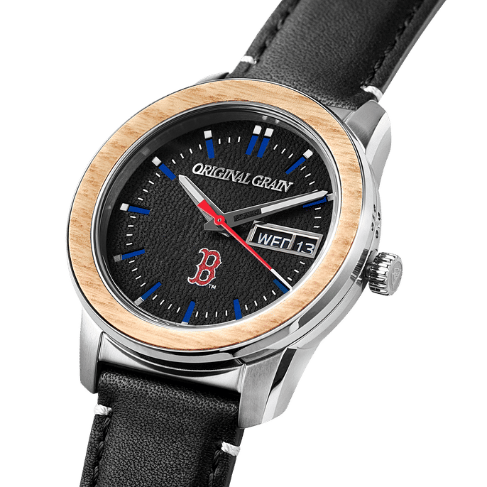 Side View of Boston Red Sox MLB Reclaimed 42mm - Leather Dial
