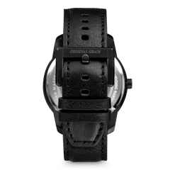Oak Black Leather Womens Barrel Leather 42mm
