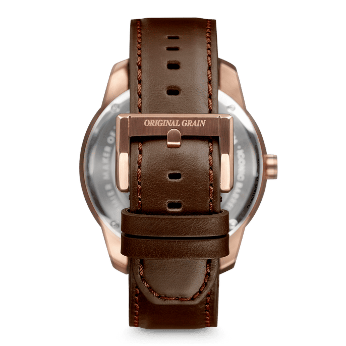 Sapele Rose Gold Barrel Leather 46mm