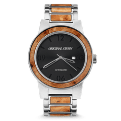 Burlwood Silver Barrel Automatic 47mm by Original Grain