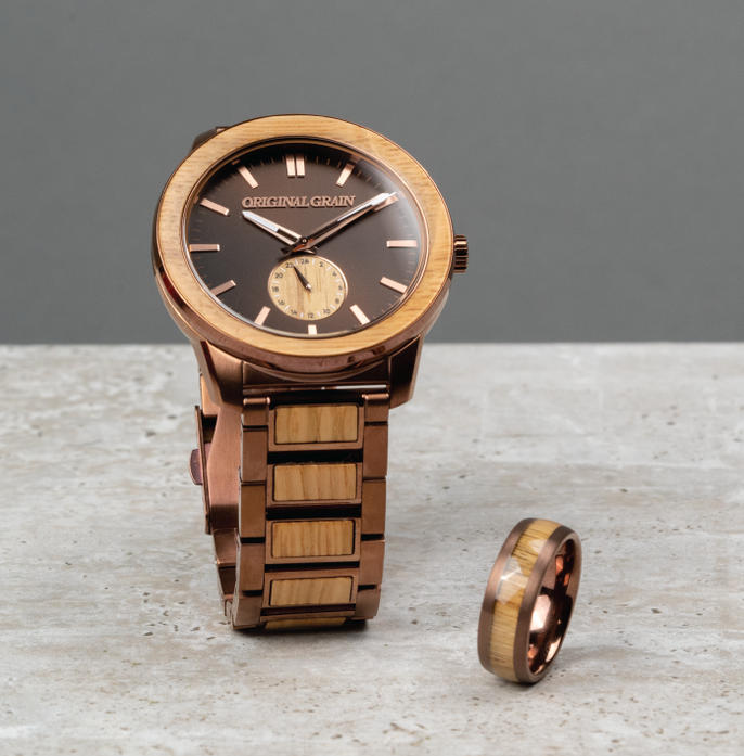 Reclaimed Whiskey 46 Watch + Ring Bundle
