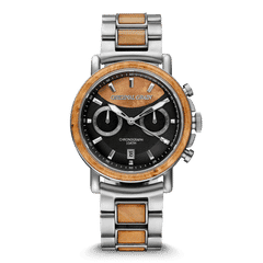 Burlwood Silver Chrono 44mm by Original Grain