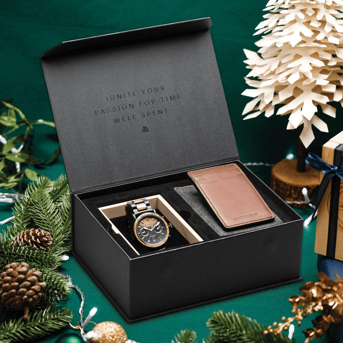 Koa Stonewashed Steel Chrono Gift Box by Original Grain