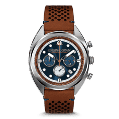 Mahogany Silver Grainmaster Chrono Leather 45mm