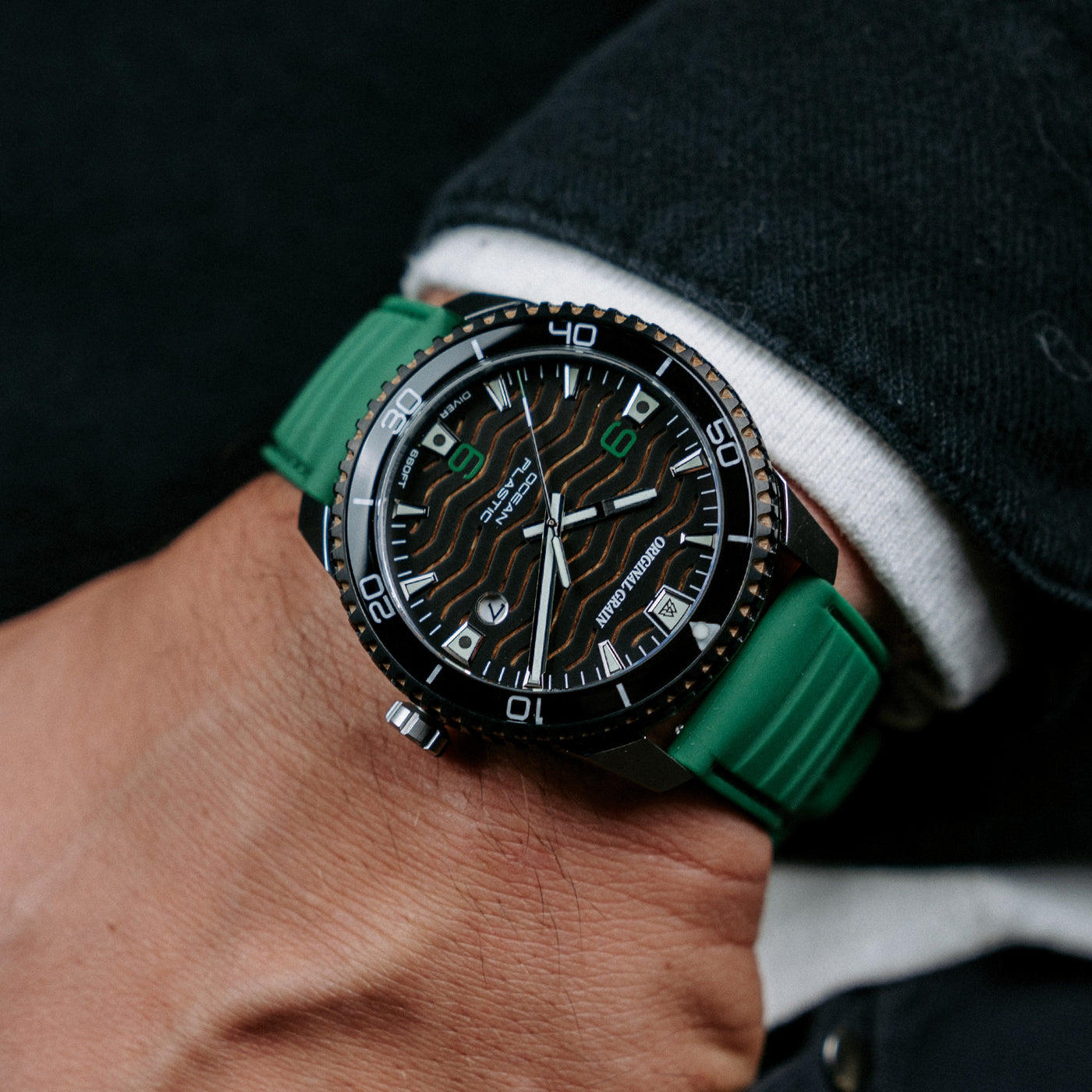 Teakholz Green Ocean Plastic Diver 44mm