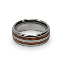 Hawaiianischer Doppel-Fass-Ring aus Koa-Silber