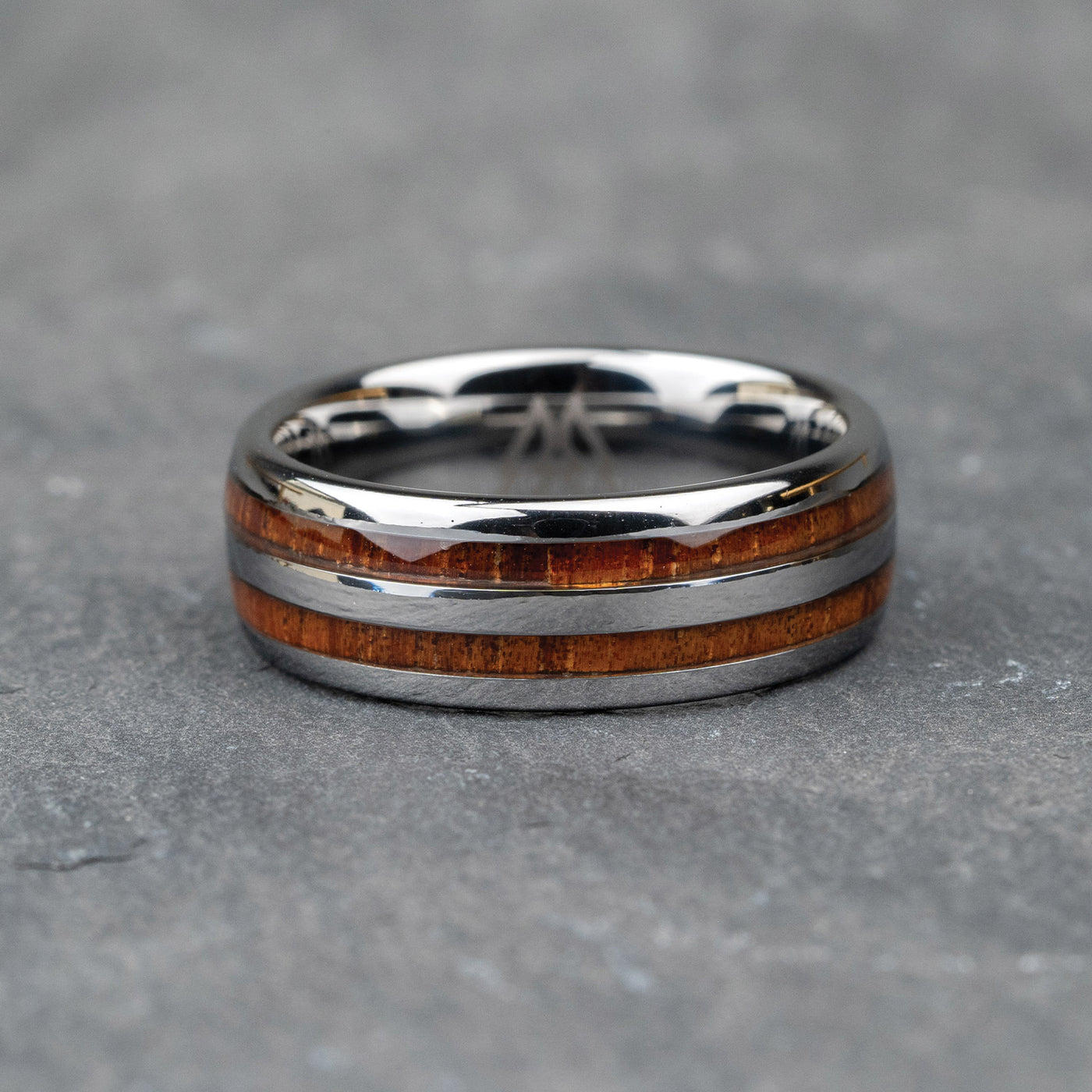 Hawaiianischer Doppel-Fass-Ring aus Koa-Silber