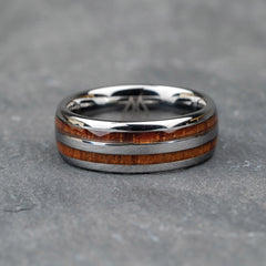 Hawaiianischer Doppel-Fass-Ring aus Koa-Silber