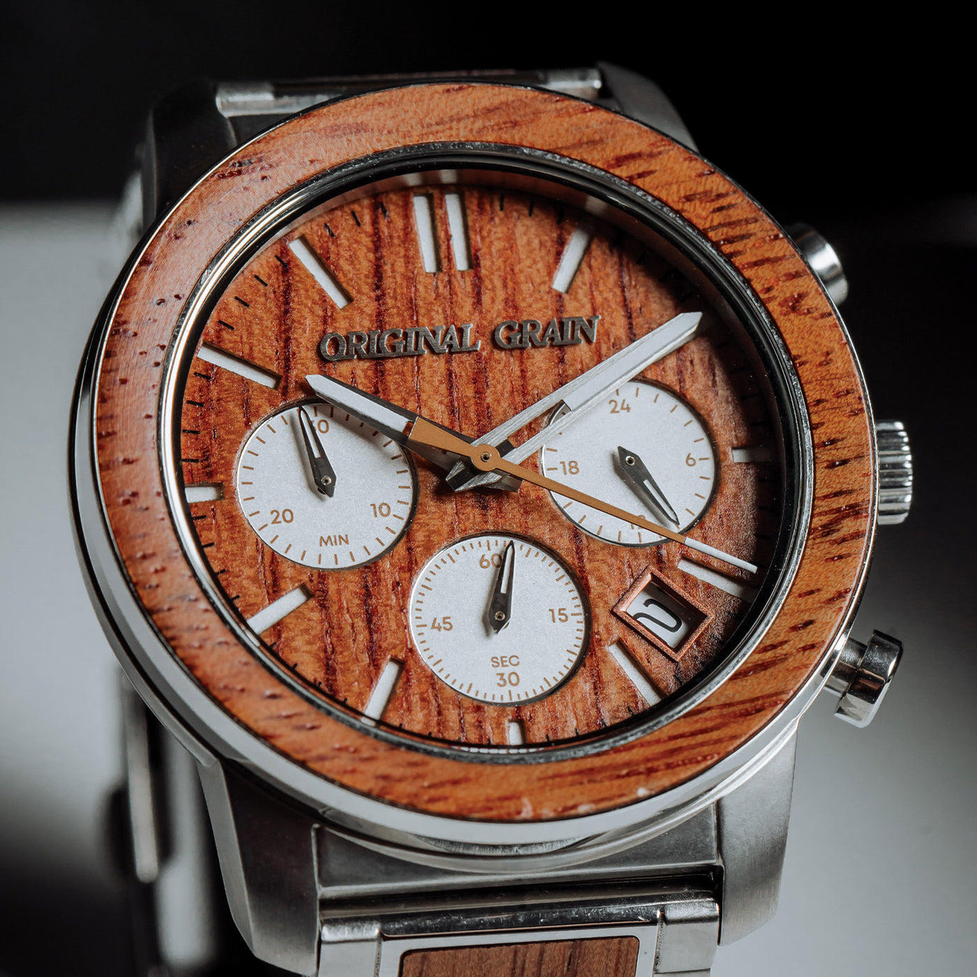 Mahogany Silver Barrel Chrono 42mm