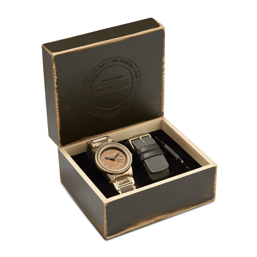 Collector's Box Brigade Antique Brass Military Barrel Set 42mm
