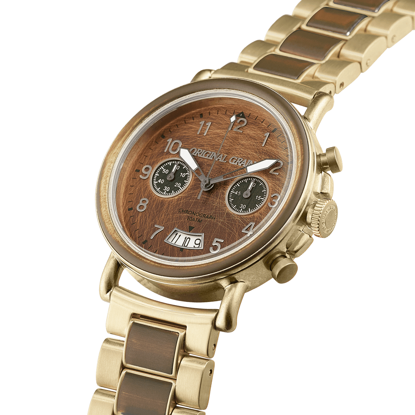 Side of General Antique Brass Military Chrono Set 44mm by Original Grain