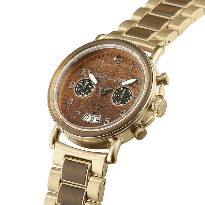 Side of General Antique Brass Military Chrono Set 44mm by Original Grain