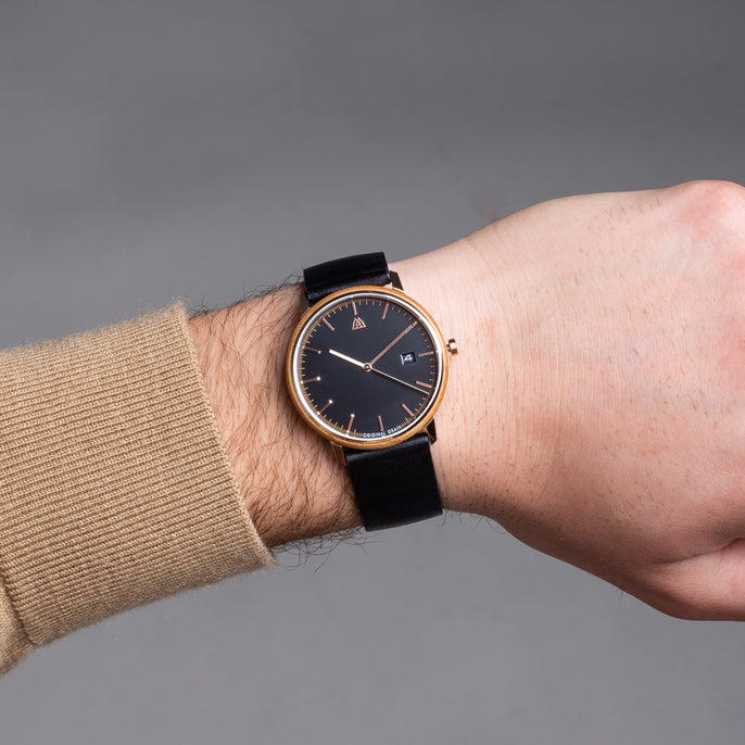 Cherry Rosegold Modern MNML 36mm on Man's Wrist by Original Grain