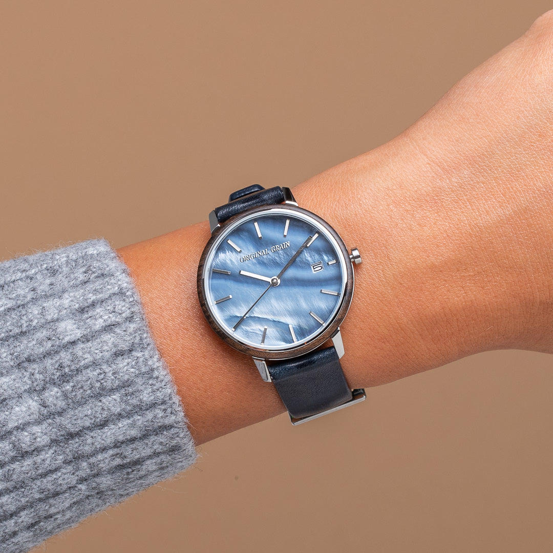 Ebenholz Edelstahl Perlmutt Modern Minimal 36mm