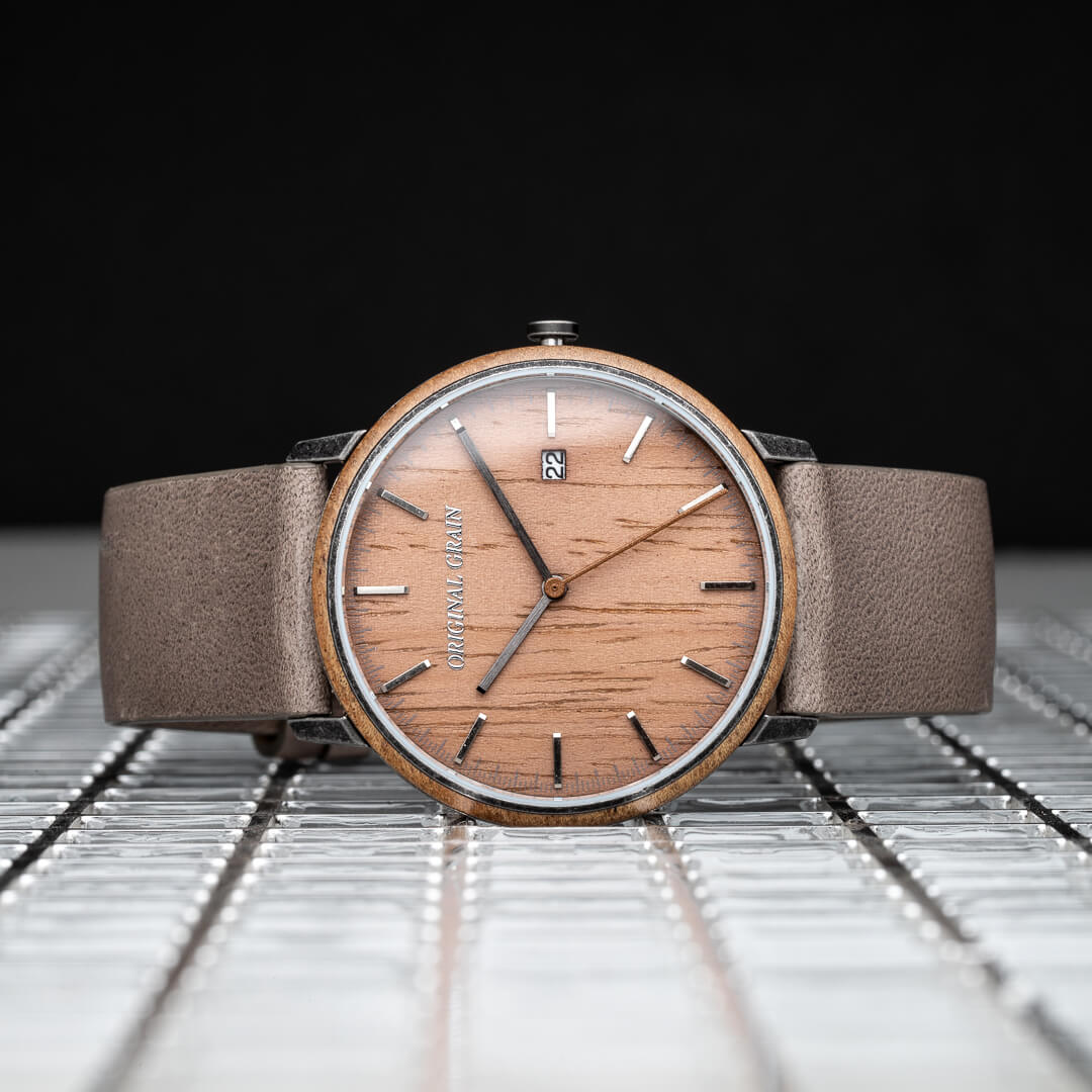 Koa Stonewashed Steel Modern Minimal 40mm