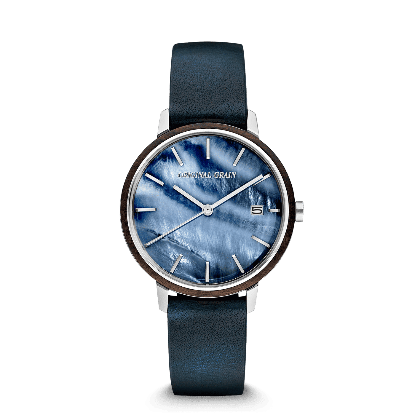Ebenholz Edelstahl Perlmutt Modern Minimal 36mm