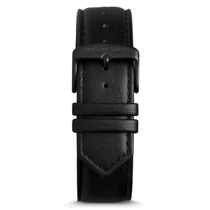 Mens Chrono Leather Strap - Black 22mm
