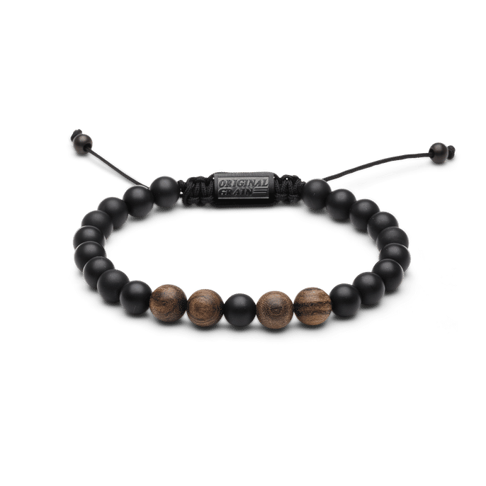 Ebony Black Onyx Macrame Bracelet 8mm by Original Grain