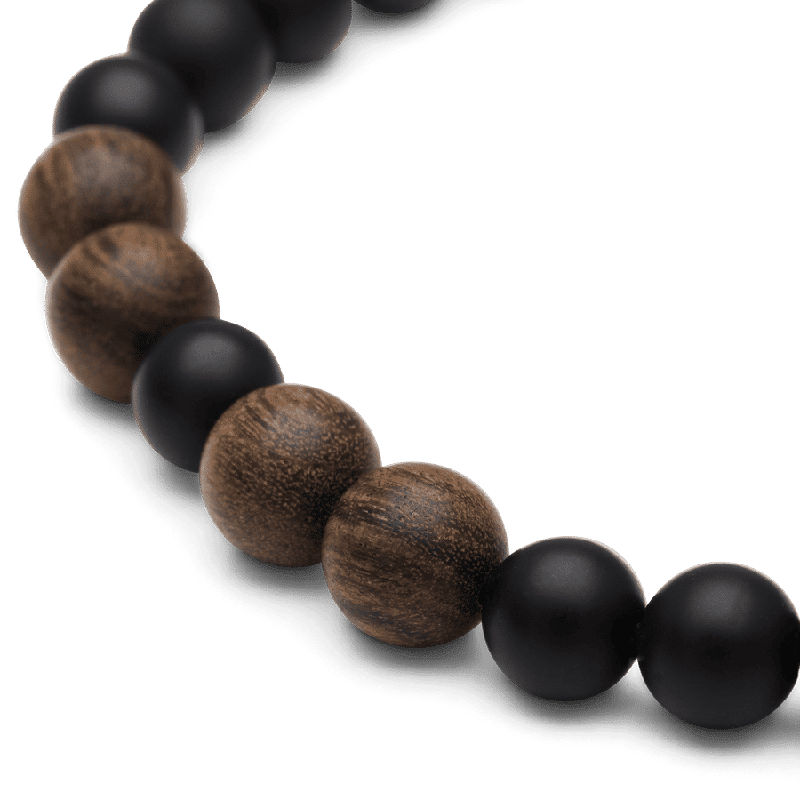Ebony Black Onyx Macrame Bracelet 5mm Beads