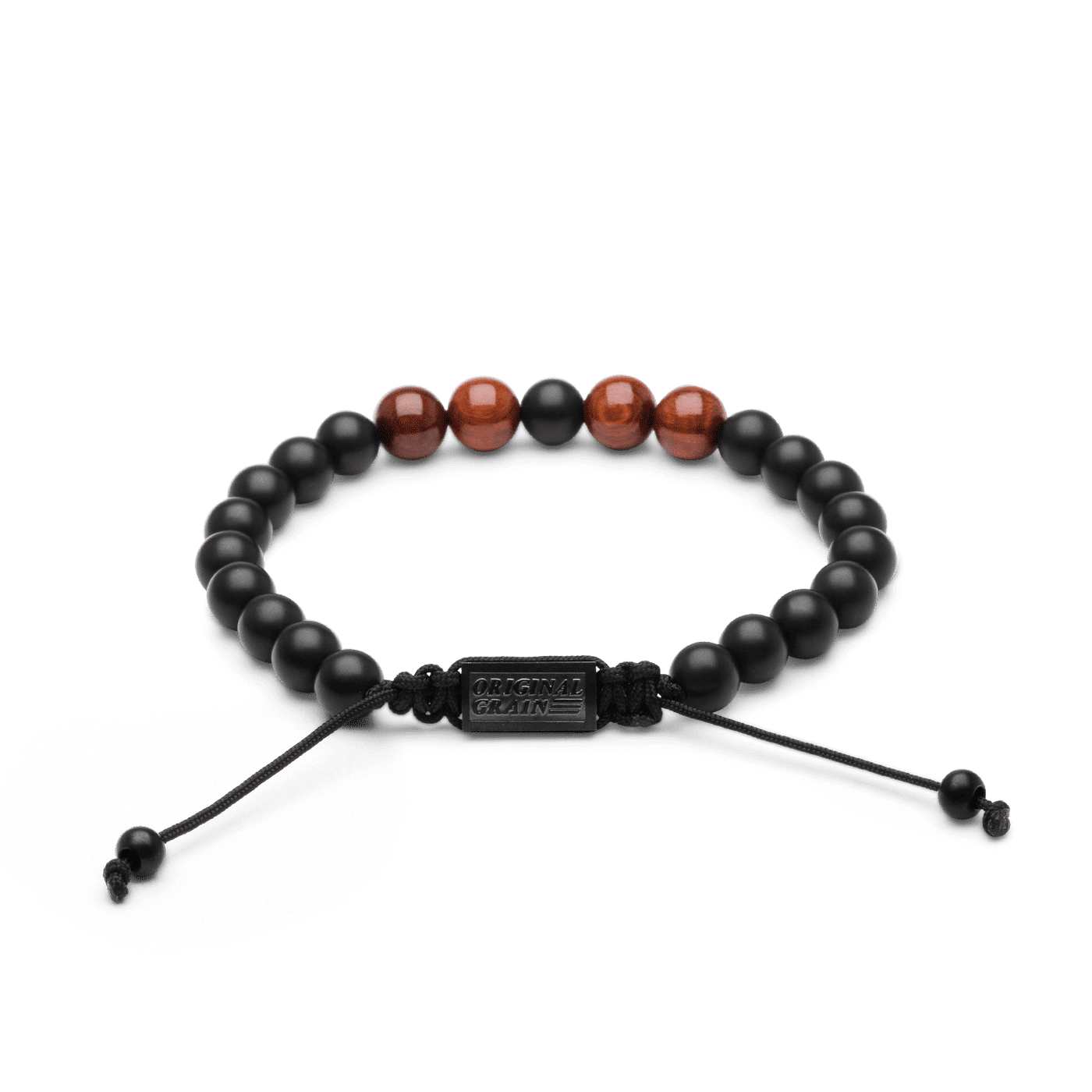 Palisander-Schwarz-Onyx-Makramee-Armband 8 mm von Original Grain