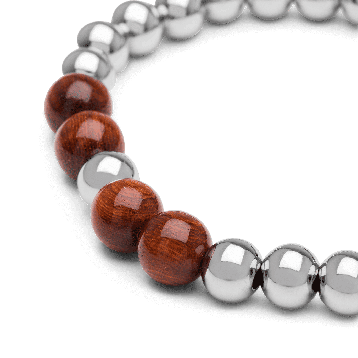 Rosenholz-Chrom-Makramee-Armband 8 mm