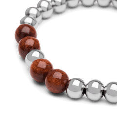 Rosenholz-Chrom-Makramee-Armband 8 mm