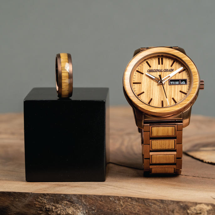 Reclaimed Whiskey 42 Watch + Ring Bundle