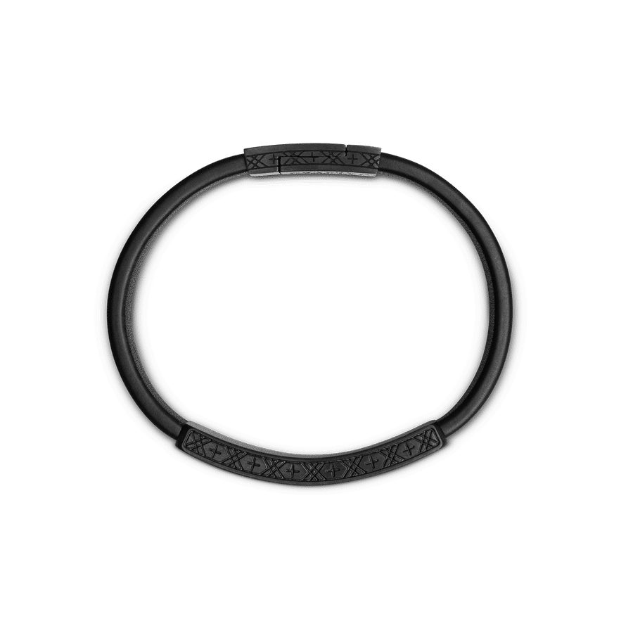 Ebony Black Leather Pendant Bracelet 10mm