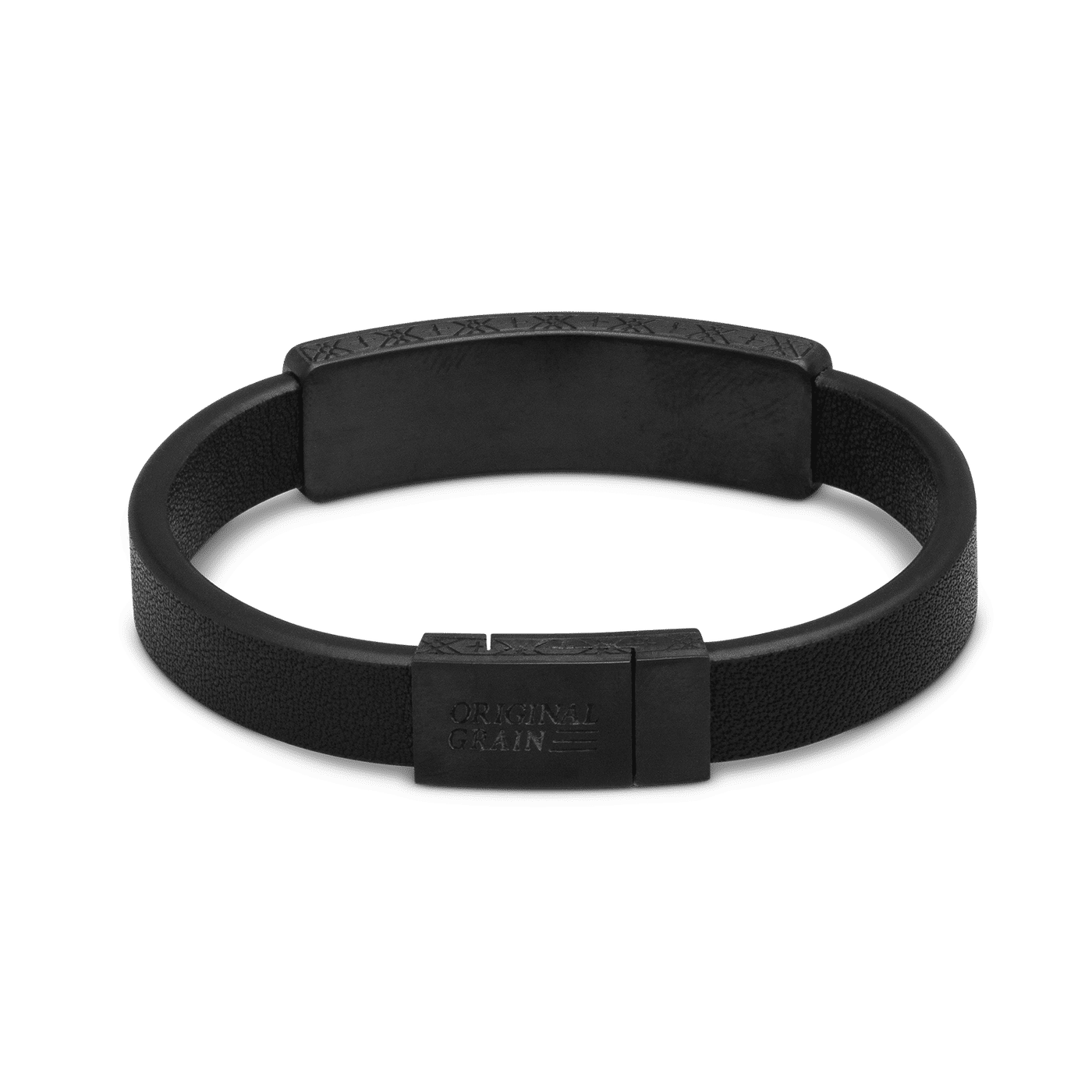 Ebony Black Leather Pendant Bracelet 10mm
