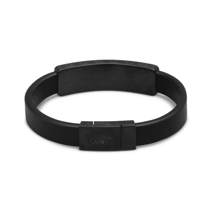 Ebony Black Leather Pendant Bracelet 10mm