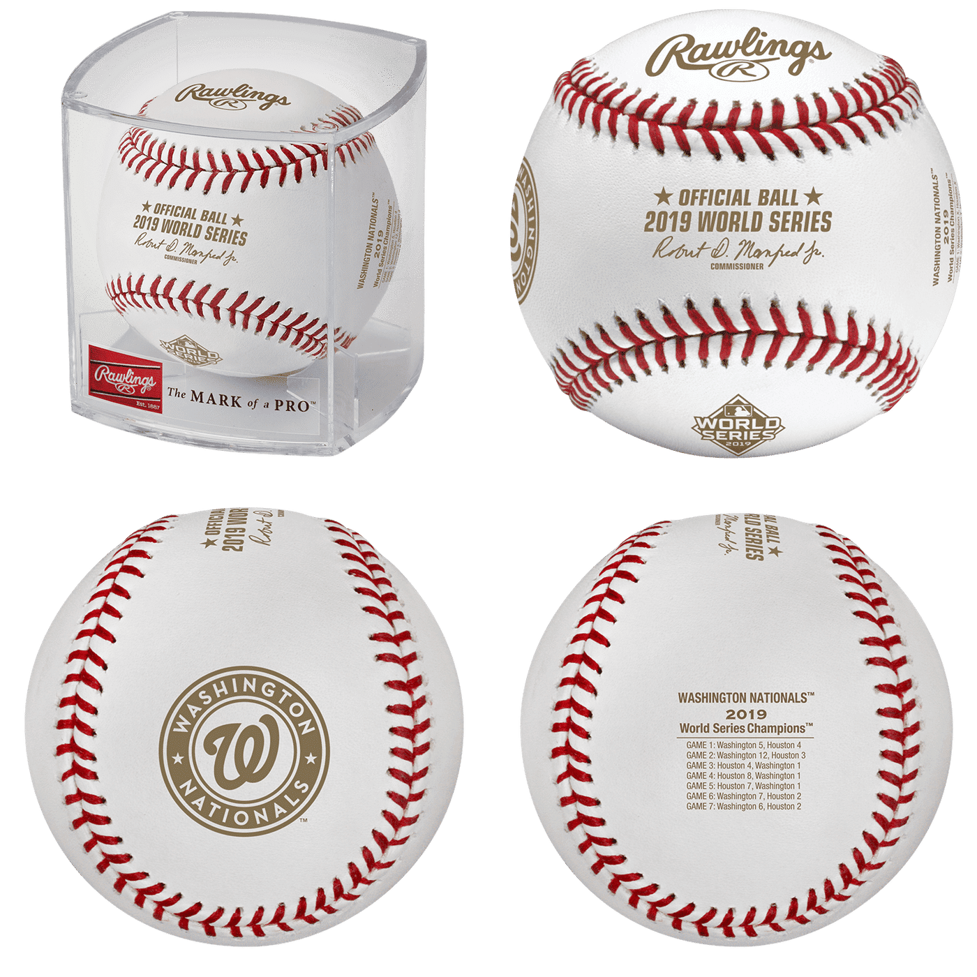 Nationals 2019 Rawlings World Series Chrono 44mm by Original Grain Official 2019 World Series Baseball