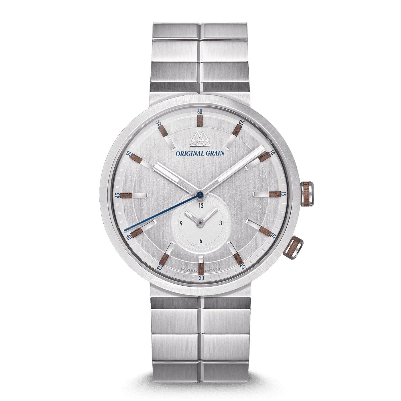 Walnut Silver Sport MNML 43mm by Original Grain