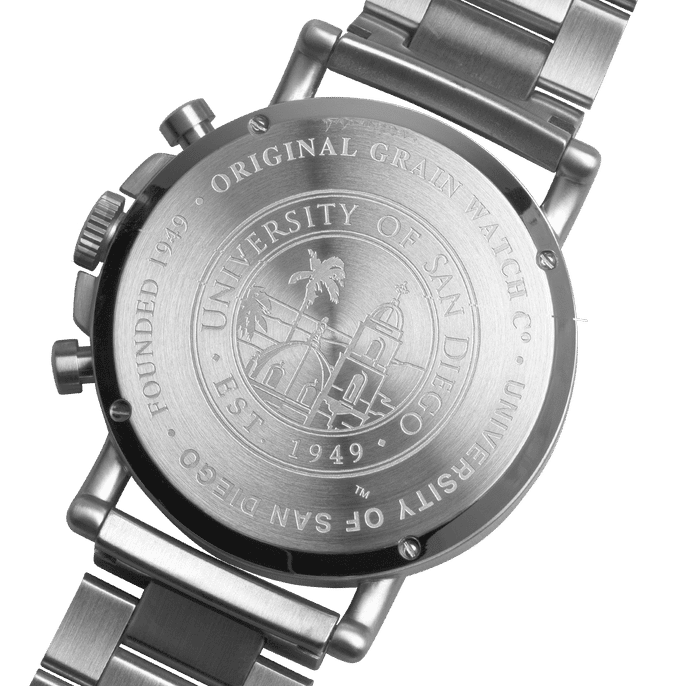 University of San Diego Chrono Set 4mm by Original Grain University Logo on Back of Watch