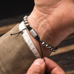 Brewmaster Steel Macrame Bracelet 8mm by Original Grain