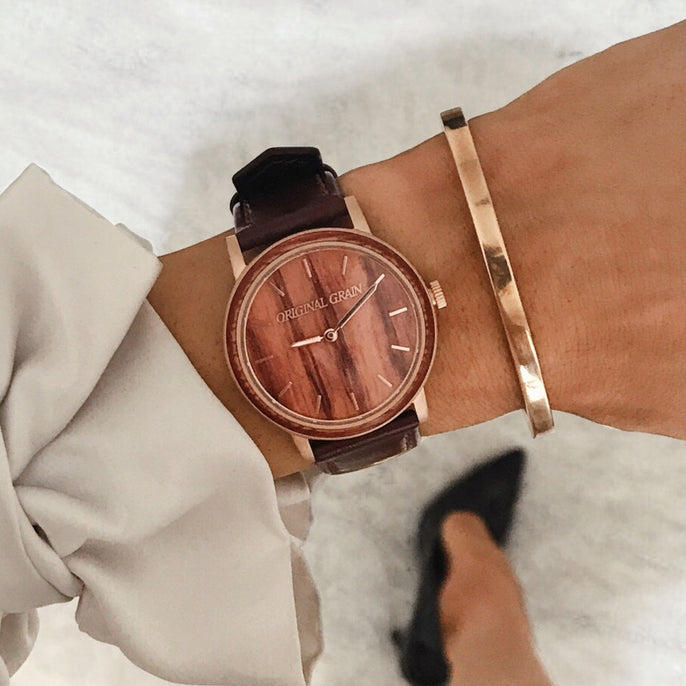 Vino Rosegold Oak Womens Avalon 34mm