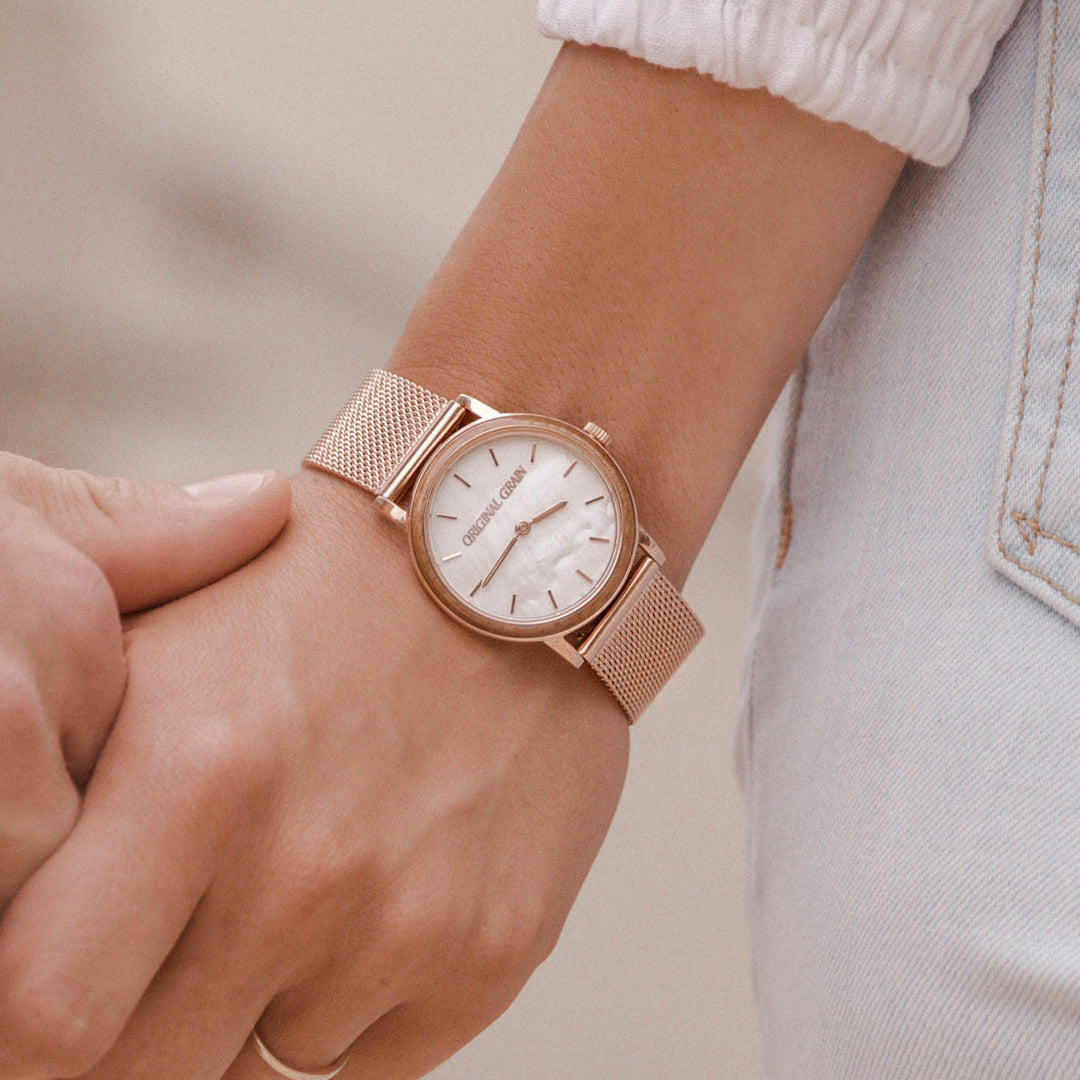 Zebrawood Rosegold Steel Womens Avalon 34mm