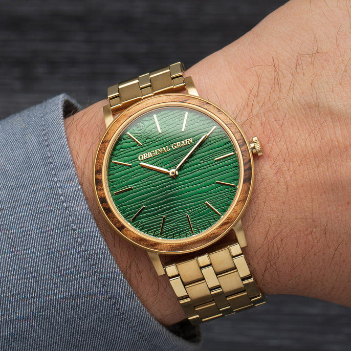 Zebrawood Gold Steel Minimalist 40mm