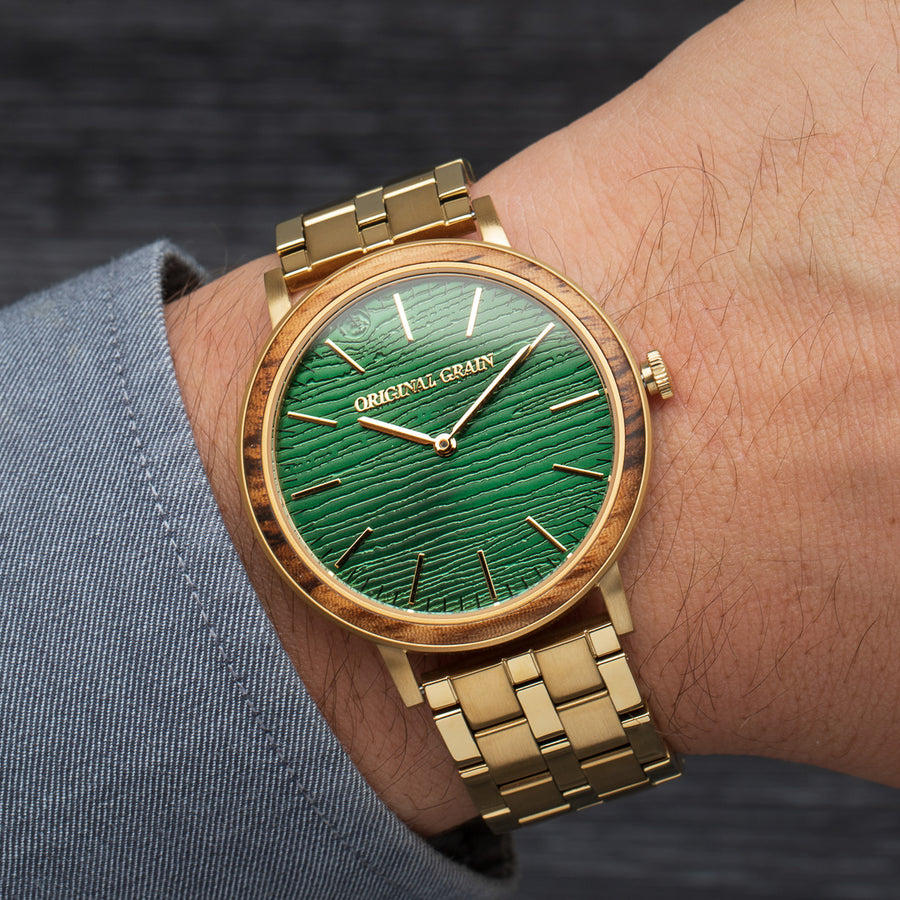 Zebrawood Gold Steel Minimalist 40mm