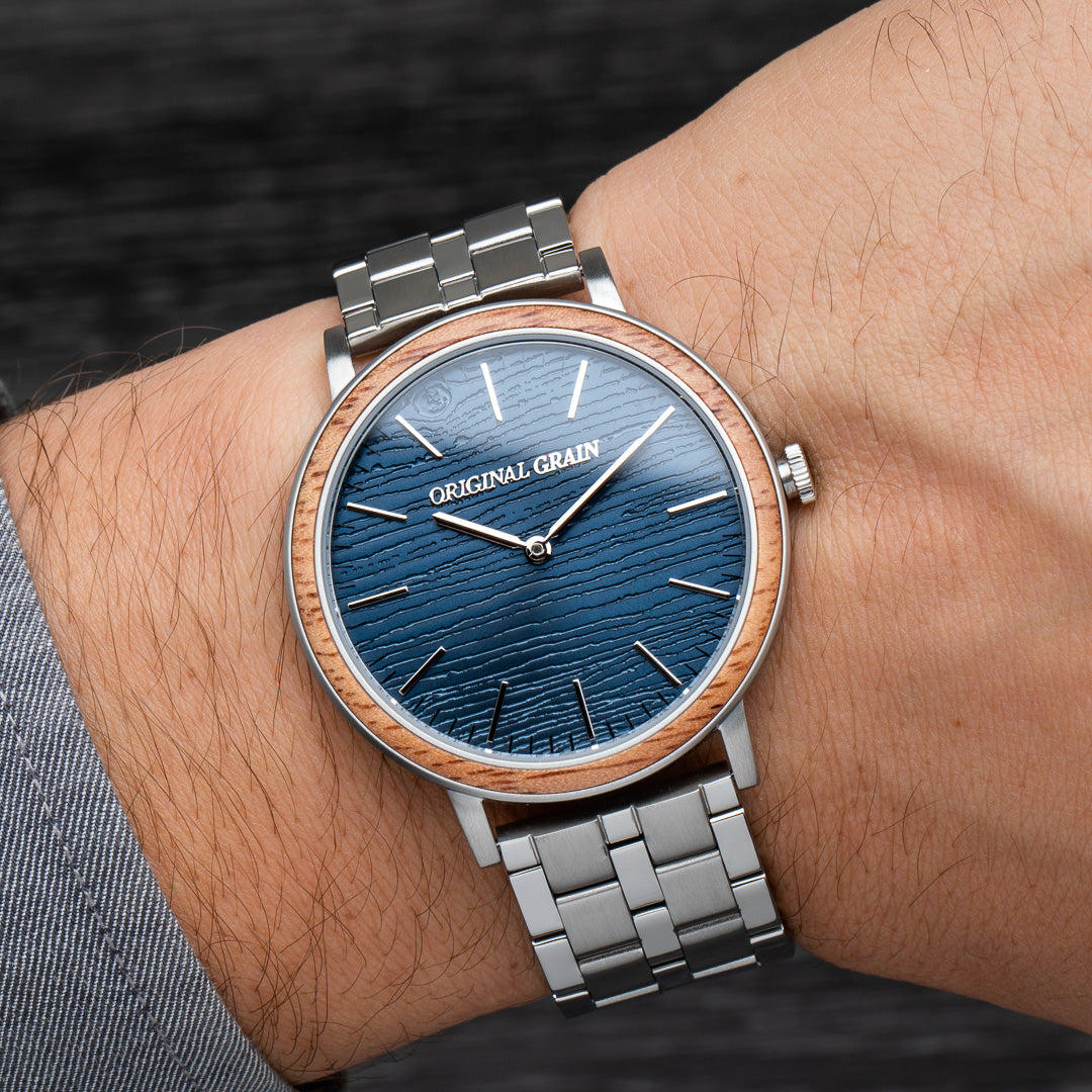Mahogany Silver Steel Minimalist 40mm