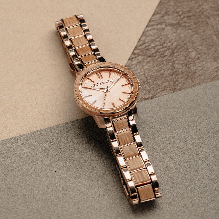 Whiskey Rose Gold Womens Barrel 36mm