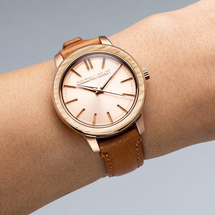 Whiskey Rose Gold Damen Leder Barrel 36mm