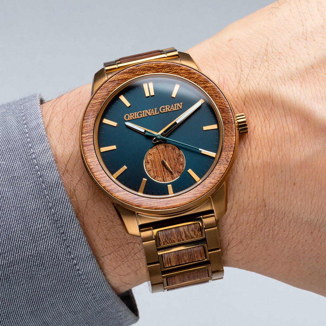 Sapele Teal Dial Bronze Barrel 46mm