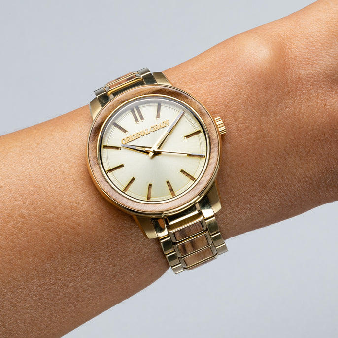 Zebrawood Gold Damen Barrel 36mm
