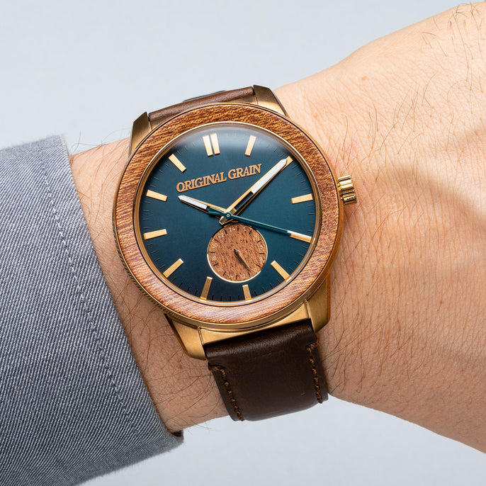 Sapele Bronze Barrel Leather 46mm