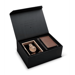 Whiskey Espresso Barrel 42mm Black Gift Box + Brown Leather Wallet by Original Grain