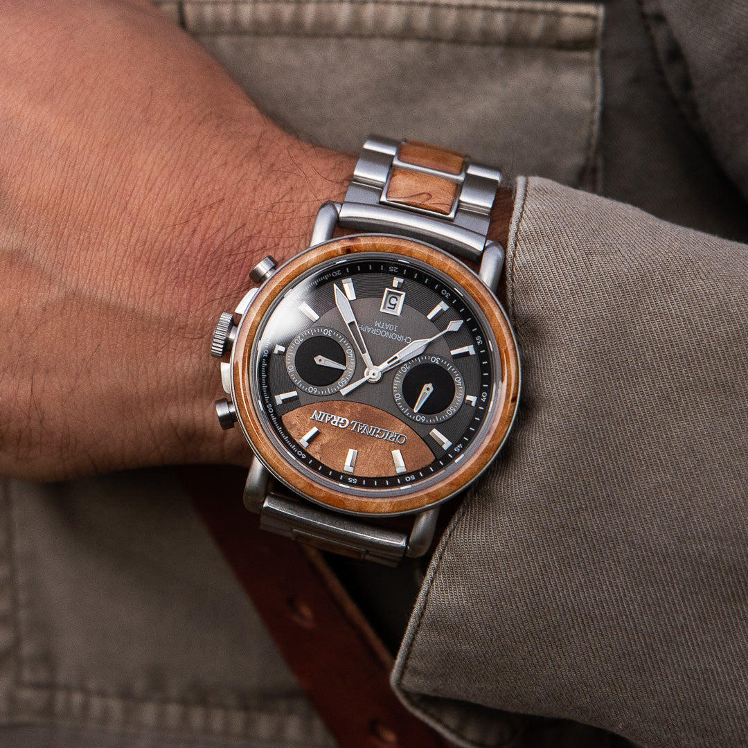 Burlwood Silver Chrono 44 mm