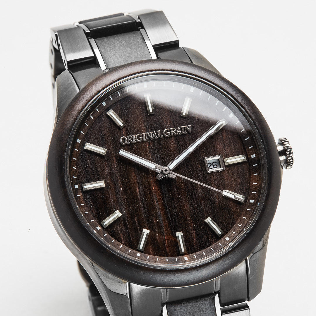Blackwood Gunmetal Classic 43mm watch face by Original Grain
